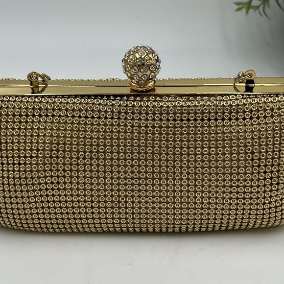 Whiting & Davis Gold Crystal‎ Ball Metal Mesh Evening Party Clutch Bag Purse - Picture 3 of 16